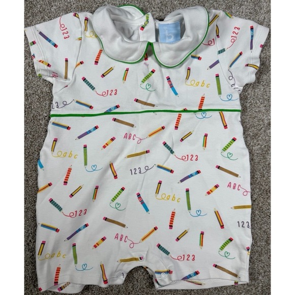 bella bliss Other - Bella Bliss Boutique Crayon Color School Cotton Romper 24 Month Peter Pan Neck